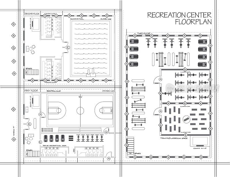 Blueprint of recreation center